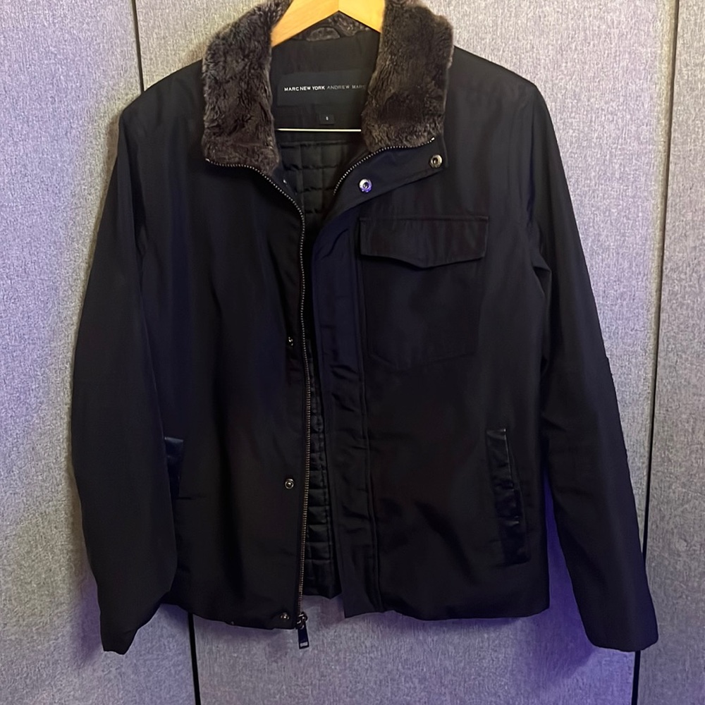 Andrew Marc mens jacket waterproof w faux fur small